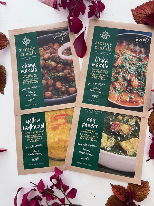 chana masala tikka masala yellow lentils sag paneer