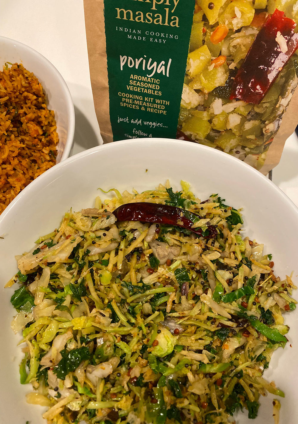 Anju Prepared Simply Masala Poriyal Aromatic Seasoned Vegetables as a Salad with Kale