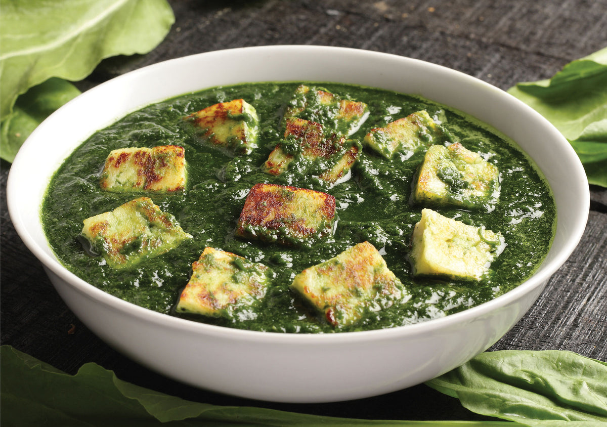 Sag paneer or spinach with cheese and tofu Simply Masala spices
