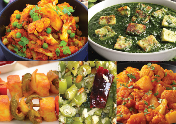 Indian vegetable and vegan dishes variety Simply Masala premeasured spices and easy recipe