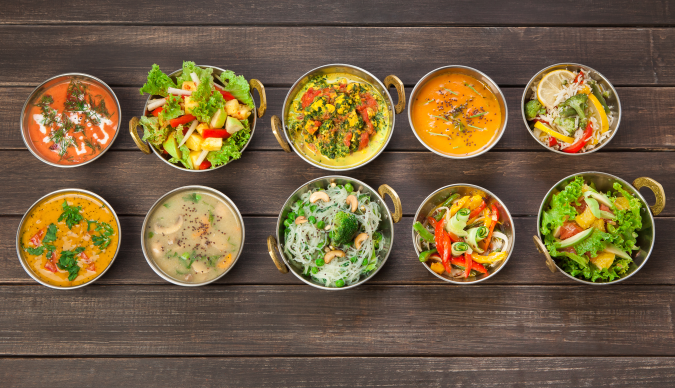 various Indian food dishes 